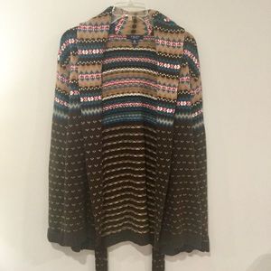 Chaps | Aztec Print Belted Cardigan Sweater XL